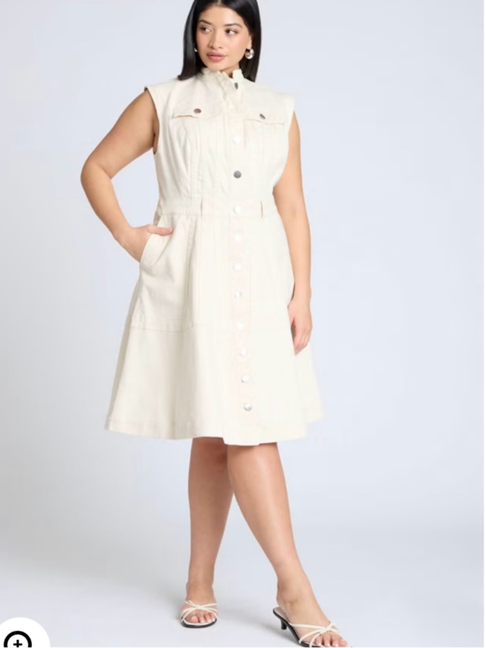 ELOQUII Denim sleeveless Button-Front Dress